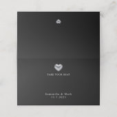 Eenvoudige moderne Zilver Heart Place Card (Buitenkant ongevouwen)