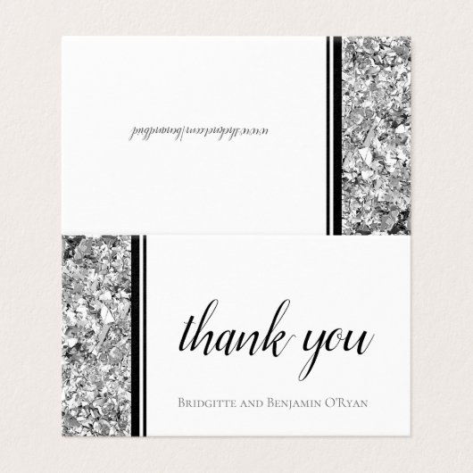 Eenvoudige Moderne Zilveren en Zwarte Bruiloft Dan Kaart (Buitenkant ongevouwen)