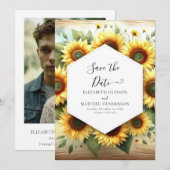 Eenvoudige moderne zonnebloem bruiloft save the date (Voorkant / Achterkant)