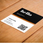 Eenvoudige moderne zwart-witte achtergrond QR-code Visitekaartje