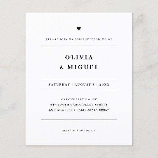 Eenvoudige, moderne, zwarte en witte bruiloft (Voorkant)