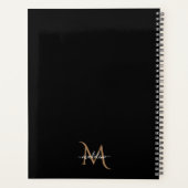 Eenvoudige, moderne zwarte goudmonogram planner (Achterkant)