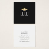 Eenvoudige, moderne zwarte, minimalistische goudbi vierkante visitekaartjes (Voorkant /achterkant)