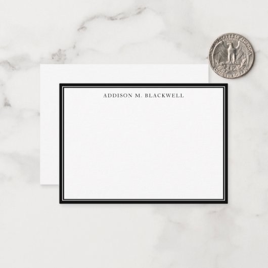 Eenvoudige, moderne zwarte professional notitiekaartje (Voorkant / Achterkant in situ)