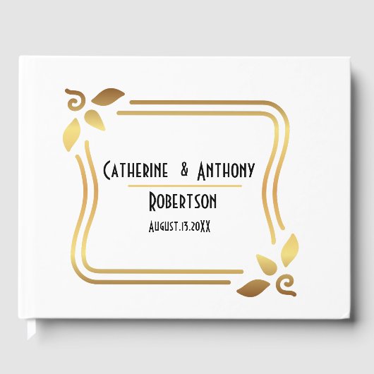 Eenvoudige moderne zwarte script bruiloft gastenboek (Voorkant)