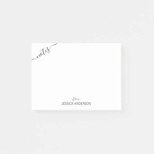 Eenvoudige moderne zwarte scriptnotities van kalli post-it® notes (Voorkant)