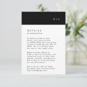 Eenvoudige, moderne zwarte strepe monogram RSVP kaartje (Staand voorkant)