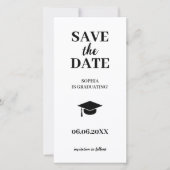 Eenvoudige Moderne Zwarte & Witte Afstudeerhoed Af Save The Date (Voorkant)