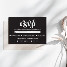 Eenvoudige moderne zwarte & witte RSVP kaart