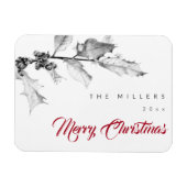 Eenvoudige, moderne zwarte witte, zachte kerstmis magneet (Horizontaal)