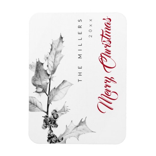 Eenvoudige, moderne zwarte witte, zachte kerstmis magneet (Verticaal)