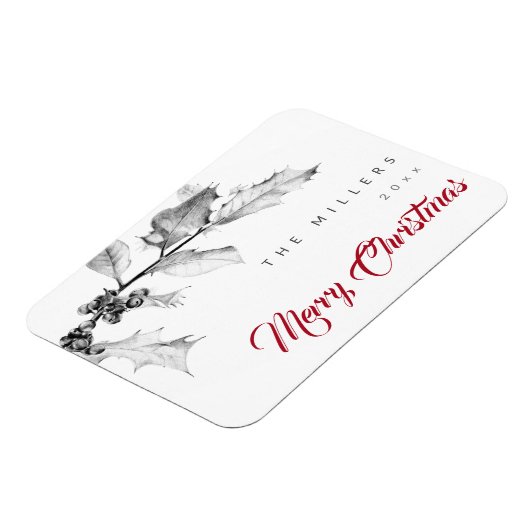 Eenvoudige, moderne zwarte witte, zachte kerstmis magneet (Linkerzijde)