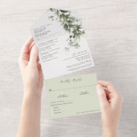 Eenvoudige monochrome groene eucalyptus bruiloft