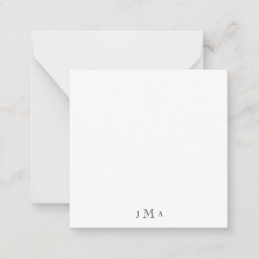 Eenvoudige Monogram Blanco Note Kaart. Notitiekaartje (Voorkant)