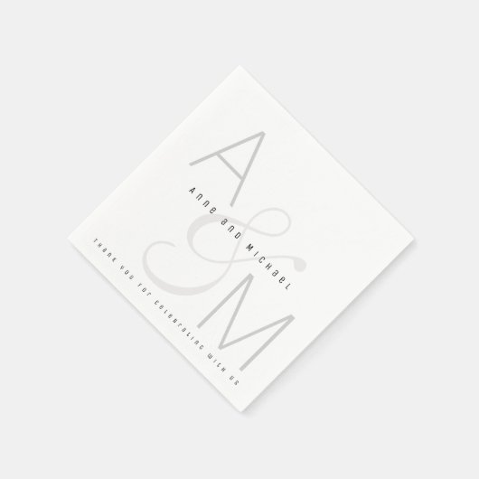 Eenvoudige monogram bruiloft receptie feest servet (Hoek)