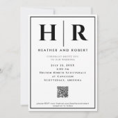 Eenvoudige Monogram bruiloft uitnodigingen met QR- (Voorkant)