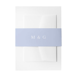 Eenvoudige monogram Cornflower Blue Wedding Invita Uitnodigingen Wikkel