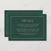 Eenvoudige Monogram Details Smaragd Groene Bruilof Informatiekaartje (Voorkant / Achterkant)