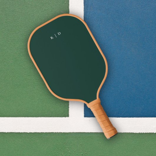 Eenvoudige Monogram Donkergroen  Pickleball Paddle
