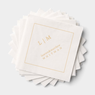 Eenvoudige Monogram Elegante Trouwdag Folie Servetten