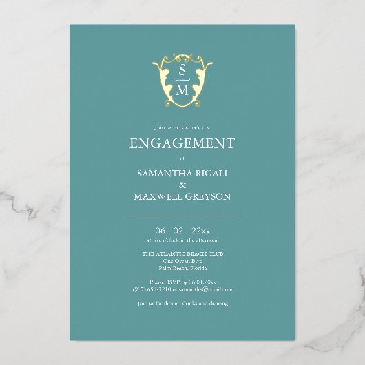 Eenvoudige Monogram Engagement Party Uitnodigingen (Voorkant)