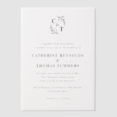 Eenvoudige Monogram Greenery Wedding Vellum Uitnodigingen (Voorkant)