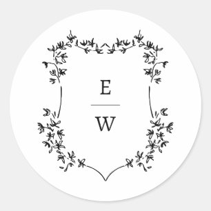 Eenvoudige Monogram Huwelijksenvelopsticker Ronde Sticker