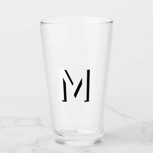 Eenvoudige Monogram Initiaal Slagschaduw Gepersona Glas (Voorkant)