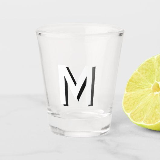 Eenvoudige monogram Initiaal slagschaduw Shot Glas (Voorkant)
