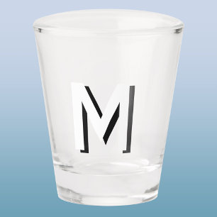Eenvoudige monogram Initiaal slagschaduw Shot Glas