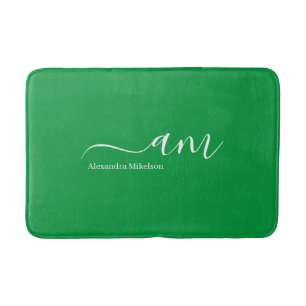 Eenvoudige Monogram kelly groen Minimalistisch Sti Badmat