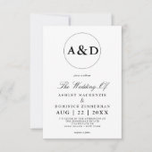 Eenvoudige monogram Lucia Script Calligrafie Wedde Kaart (Voorkant)