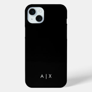 Eenvoudige monogram met koppelnaam iPhone 15 mini hoesje