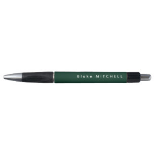 Eenvoudige Monogram Naam Modern Donkergroen Pen