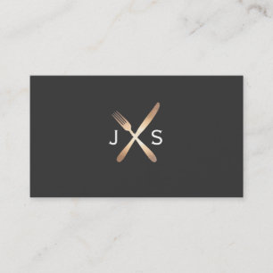 Eenvoudige monogram persoonlijke chef-kok catering visitekaartje