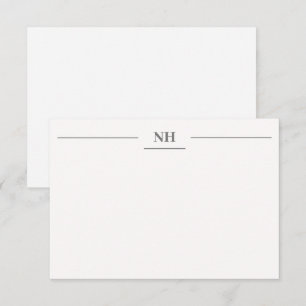 Eenvoudige Monogram Rand Initialen Donkergrijs Mod Notitiekaartje
