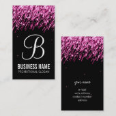 Eenvoudige monogram roze falling sterren visitekaartje (Voorkant / Achterkant)