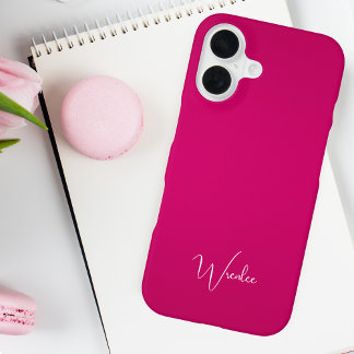 Eenvoudige Monogram Roze Moderne Minimaal iPhone 16 Hoesje