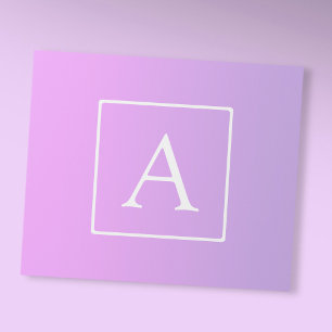 Eenvoudige monogram Subtiele roze/paarse ombre Cadeaupapier
