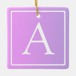 Eenvoudige monogram Subtiele roze/paarse ombre Keramisch Ornament