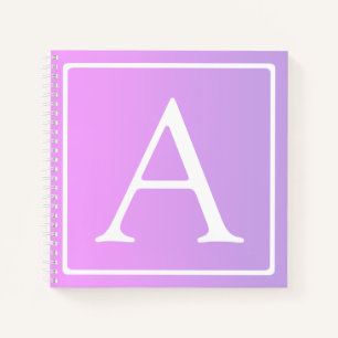 Eenvoudige monogram Subtiele roze/paarse ombre Notitieboek