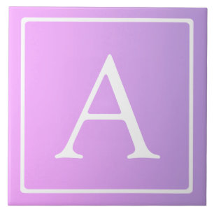 Eenvoudige monogram Subtiele roze/paarse ombre Tegeltje
