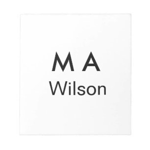 Eenvoudige monogram voeg je naam letter man minima notitieblok