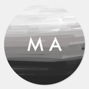 Eenvoudige monogram voeg je naam letter man minima ronde sticker