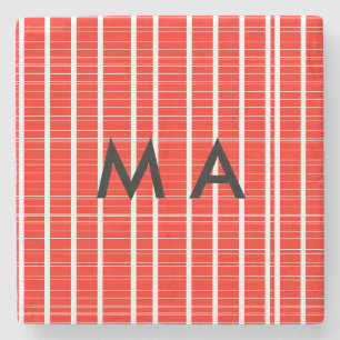 Eenvoudige monogram voeg je naam letter man minima stenen onderzetter