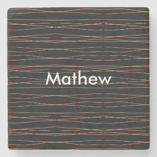 Eenvoudige monogram voeg je naam letter man minima stenen onderzetter