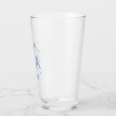 Eenvoudige monogram voeg uw naam letter blauwe bla glas (Links)