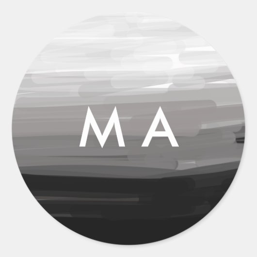 Eenvoudige monogram voeg uw naam letter man minima ronde sticker (Voorkant)