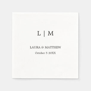 Eenvoudige Monogram Witte Bruiloft Servet