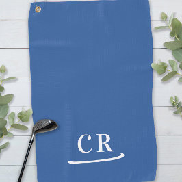 Eenvoudige Monogrammed Modern Blauw Wit Golfhanddoek